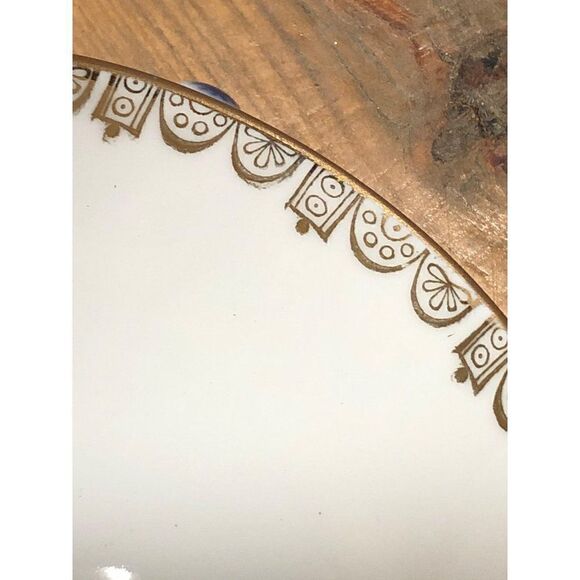 Vintage Lomonsov Tea Cup and Saucer Set Cobalt Blue Gold Arches - Picture 4 of 4